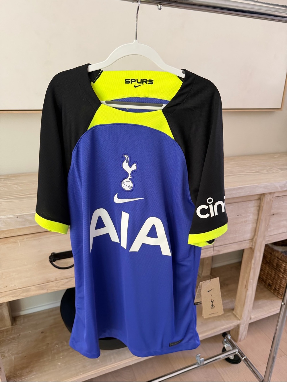 Nike Mens Tottenham Hotspur Blue, Black & Neon Yellow Jersey